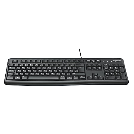 Logitech K120 Wired Keyboard for Plug and Play Full Size Spill Resistant Curved Space Bar with PC Black - Office Depot