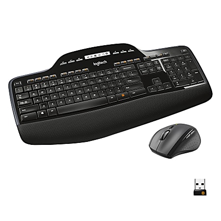 Logitech® MK710 Wireless Straight Full Size Keyboard & Right-Handed Optical Mouse, Black