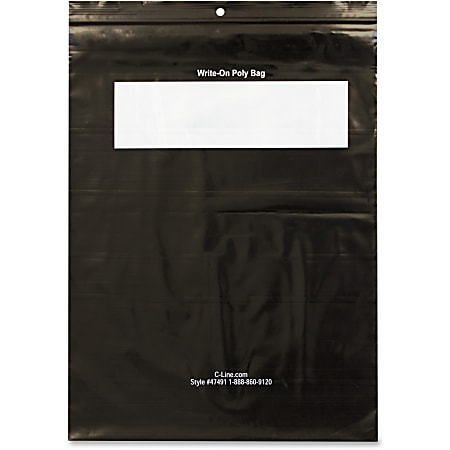 C-Line Write-On Reclosable Poly Bags For Tools, 9"W x 12"L, Black, Box Of 1,000