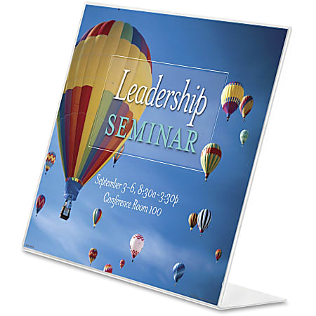 DAX Freestanding L-frame - 1 Each - 11" Width x 8.5" Height - L-shaped Shape - Side-loading, Lightweight, Durable, Rounded Corner - Plastic - Clear