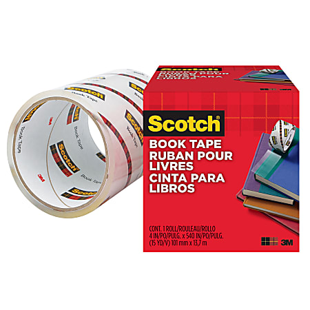 Scotch Book Tape - 15 yd Length x 4" Width - 3" Core - Clear - Acrylic - Crack Resistant - For Repairing, Reinforcing, Protecting, Covering - 1 Roll