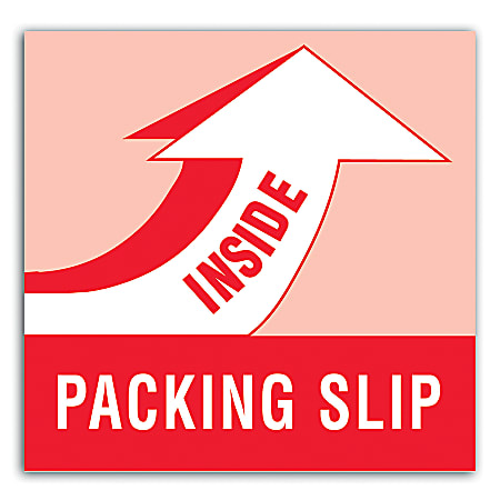Tape Logic® Preprinted Shipping Labels, DL1180, "Packing Slip Inside", 4" x 4", Red/White/Blue, Roll Of 500