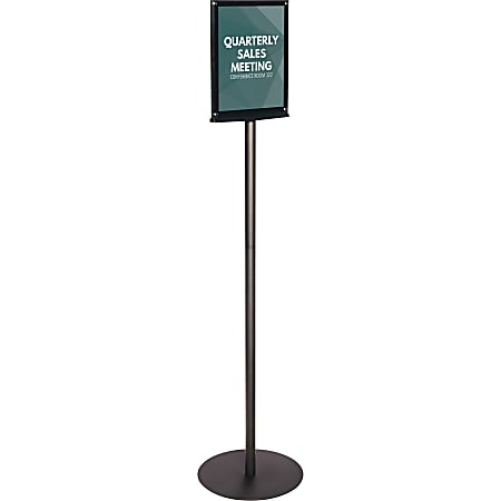 Heavy-Duty Pedestal Sign Stand w Horizontal Poster Display Frame