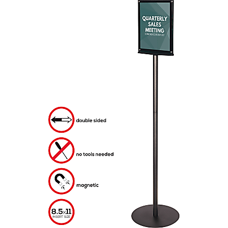 Deflecto Double Sided Sign Stand 56 H x 12 910 W x 12 910 D Black - Office  Depot