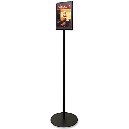 Deflecto Double-Sided Sign Stand, 56"H x 12 9/10"W x 12 9/10"D, Black