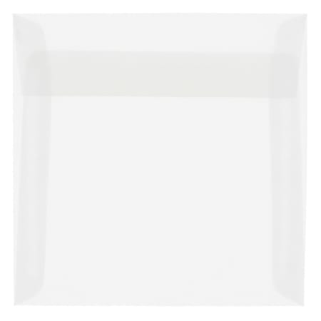 JAM Paper® Translucent Vellum Invitation Envelopes, 7 1/2" x 7 1/2", Gummed Seal, Clear, Pack Of 25