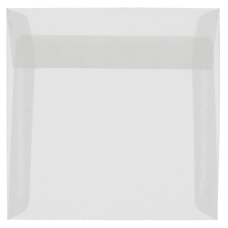 JAM Paper® Translucent Vellum Invitation Envelopes, 9 1/2" x 9 1/2", Gummed Seal, Clear, Pack Of 25