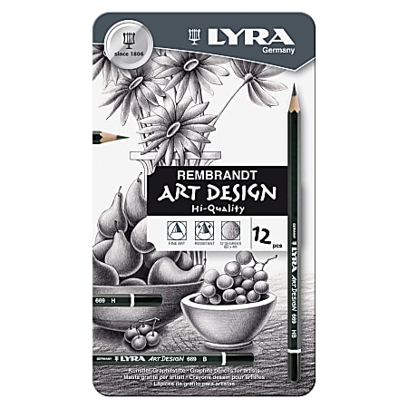 LYRA Art Design Hi-Quality Graphite Pencils, Black, Pack Of 12