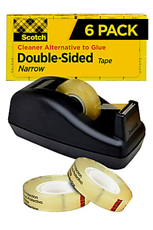Scotch Permanent Double Sided Tape With C40 Dispenser 12 X 900 Pack Of 6 Office Depot