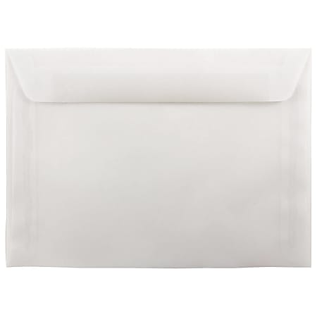 JAM Paper® Booklet Envelopes, 7 1/2" x 10 1/2", Gummed seal, Clear, Pack Of 25