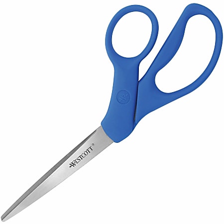 Westcott® All-Purpose Value Stainless Steel Scissors, 8, Pointed, Blue