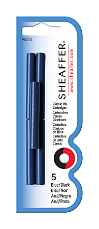 Sheaffer® Skrip® Fountain Pen Ink Cartridges, Blue/Black Ink, Pack Of 5