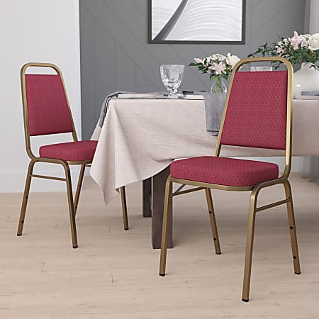 Flash Furniture HERCULES Series Trapezoidal Back Stacking Banquet Chairs, Burgundy/Gold, Pack Of 4 Chairs