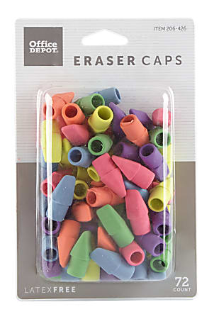 Office Depot® Brand Eraser Caps, Assorted Colors, Pack Of 72
