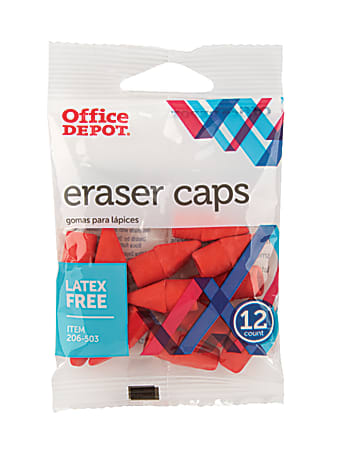 Office Depot® Brand Eraser Caps, Red, Pack Of 12 Eraser Caps