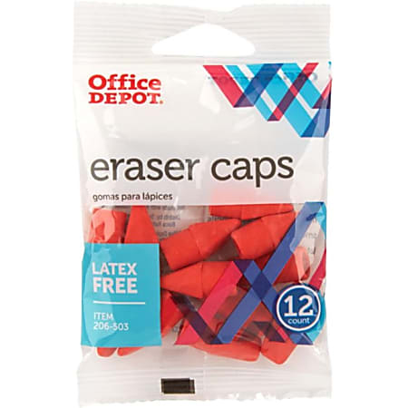 Office Depot® Brand Eraser Caps, Red, Pack Of 12 Eraser Caps