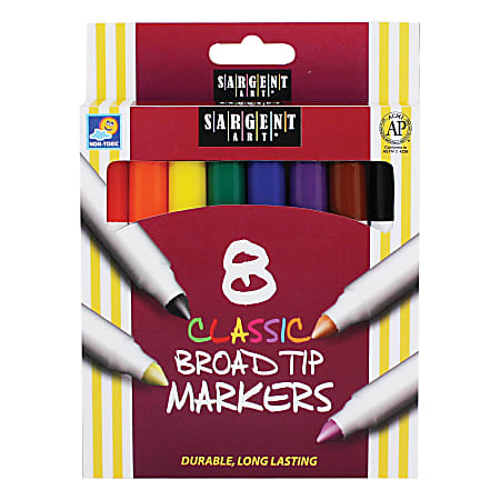 Sargent Art Classic Markers, Broad Tip, Assorted Colors, Box Of 8