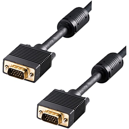 4XEM Dual Ferrite VGA Cable - 6 ft VGA Video Cable for Video Device - First End: 1 x HD-15 Male VGA - Second End: 1 x HD-15 Male VGA - Black