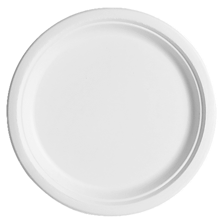 Eco-Products Sugarcane Fiber Plates, 10&quot;, White, Pack Of