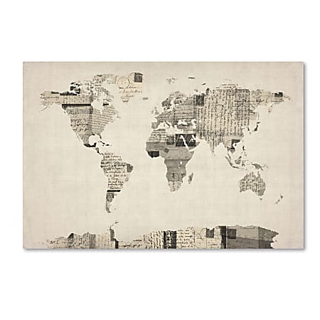 Trademark Global Vintage Postcards World Map Gallery-Wrapped Canvas Print By Michael Tompsett, 22”H x 32”W