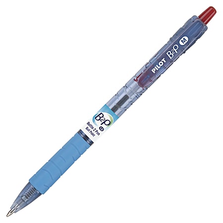 Pilot® B2P Bottle-2-Pen Retractable Ball Point Pen, 1 mm, Red Ink, Translucent Blue Barrel, Pack Of 12