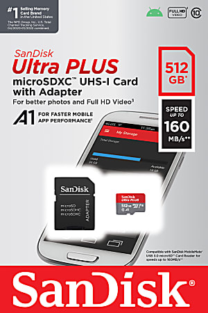 SanDisk Ultra PLUS microSDXC Memory Card 512GB - Office Depot