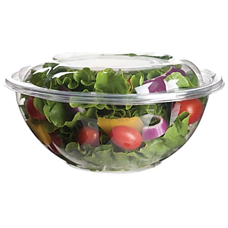 Eco-Products Take-Out Salad Bowls With Lids, 24 Oz, Clear, 50 Bowls Per Pack, Case Of 3 Packs