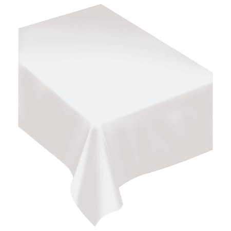 Amscan Rectangular Fabric Table Covers, 60" x 80", Frosty White, Pack Of 2 Table Covers