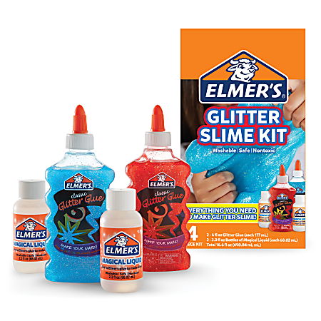 Elmer's Slime Kit 4/Pkg-Blue Glitter - 026000181754
