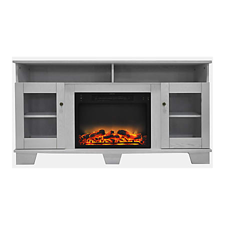 Cambridge® Savona Electric Fireplace With Entertainment Stand, Enhanced Log Display, White