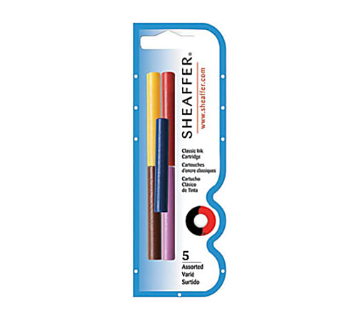 Sheaffer Skrip Fountain Pen Ink Cartridges - Black, Red, Blue, Green, Purple Ink - 5 / Pack