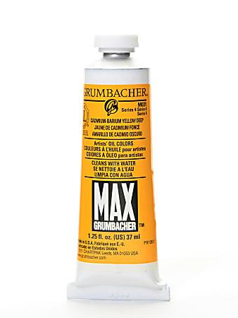 Grumbacher Max Water Miscible Oil Colors, 1.25 Oz, Cadmium Barium Yellow Deep