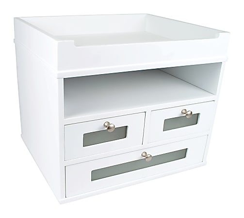 Victor® Tidy Tower Desk Organizer, 10 3/4"H x 12 3/10"W x 10 3/4"D, Pure White