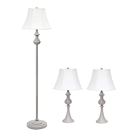 Lalia Home Valletta Metal Lamp Set, White/Gray, Set
