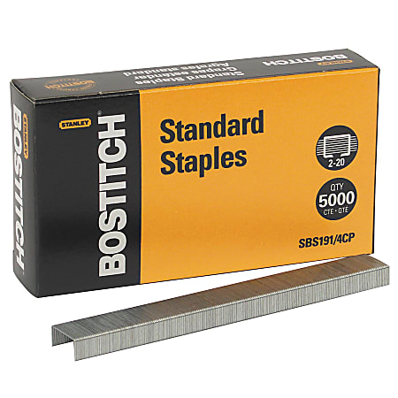 Bostitch® Premium Standard Staples, 1/4" Size, Full Strip, Box Of 5,000