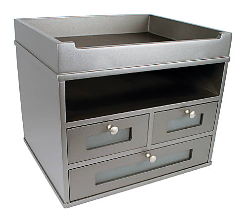 Victor® Tidy Tower Desk Organizer, 10 3/4"H x 12 3/10"W x 10 3/4"D, Classic Silver