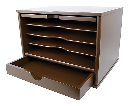 Victor® Desktop Organizer, 9 3/4"H x 14"W x 10 3/4"D, Mocha Brown