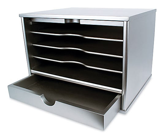 Victor® Desktop Organizer, 9 3/4"H x 14"W x 10 3/4"D, Classic Silver