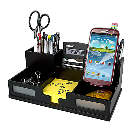 Victor® Midnight Black Collection™ Desk Organizer With Smartphone