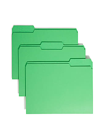 Smead® Color File Folders, Letter Size, 1/3 Cut, Green, Box Of 100 (12143)