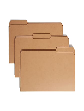 Smead® Reinforced Tab Kraft File Folders, Letter Size, 1/3 Cut, Pack Of 100