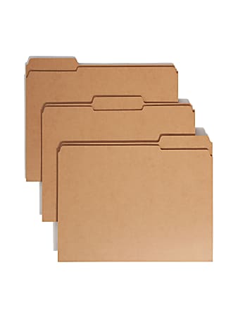 Smead&reg; Reinforced Tab Kraft File Folders, Letter Size, 1/3 Cut, Pack Of 100