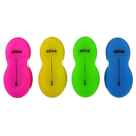 Ativa® Jelly USB 2.0 Flash Drive, 4GB, Assorted Colors (No Color Choice)