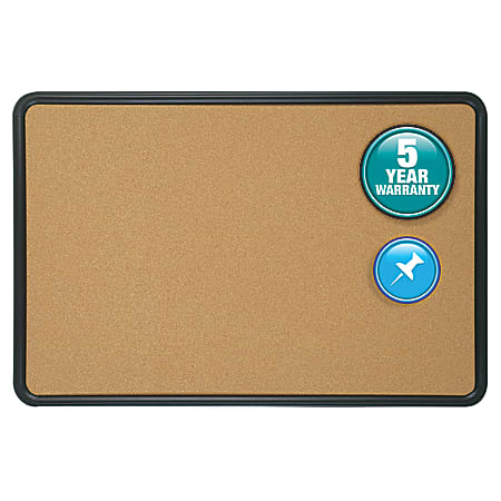 Quartet® Contour® Cork Bulletin Board, 18" x 24", Plastic Frame With Black Finish