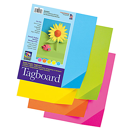 Pacon® Colorwave Super Bright Tag Board, 9" x 12", Assorted Colors, Pack Of 100