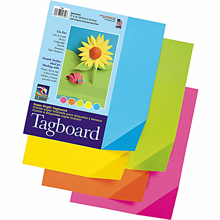 Pacon® Colorwave Super Bright Tag Board, 9 x 12, Assorted Colors, Pack Of  100