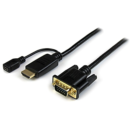 StarTech.com HDMI to VGA Cable - 6 ft/2m - 1080p - 1920x 1200 - Active HDMI Cable - Monitor Cable - Computer Cable - 6 ft HDMI/VGA Video Cable