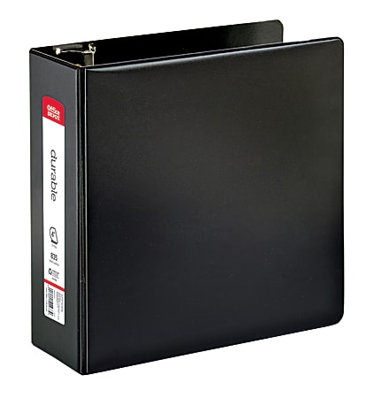 Office Depot® Brand Durable 3-Ring Binder, 4" D-Rings, 65% Recycled, Black