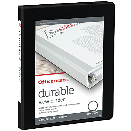 Office Depot® Brand Durable View 3-Ring Binder, 1/2"