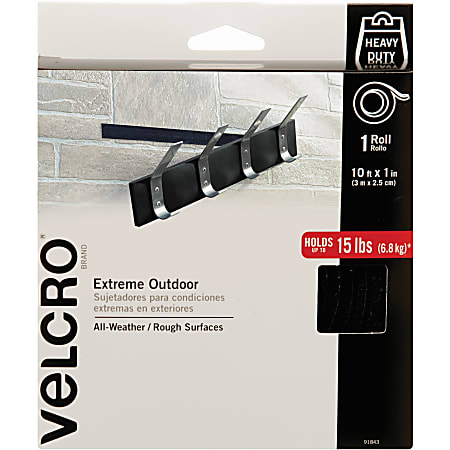 VELCRO Brand Industrial Strength Velcro Self Stick Tape 10 W x 1 Black -  Office Depot